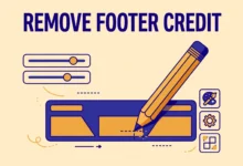 Flat illustration of a WordPress website footer being customized