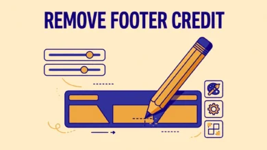 Flat illustration of a WordPress website footer being customized