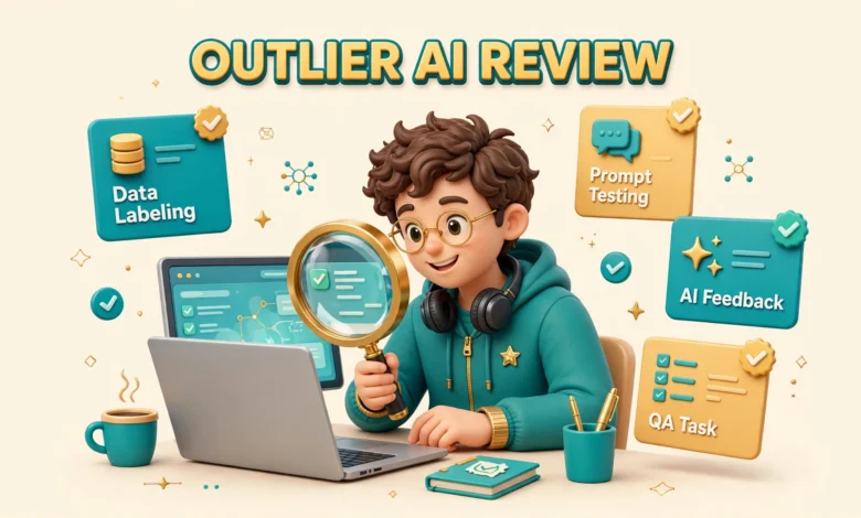 Freelancer reviewing AI training tasks on a laptop at home