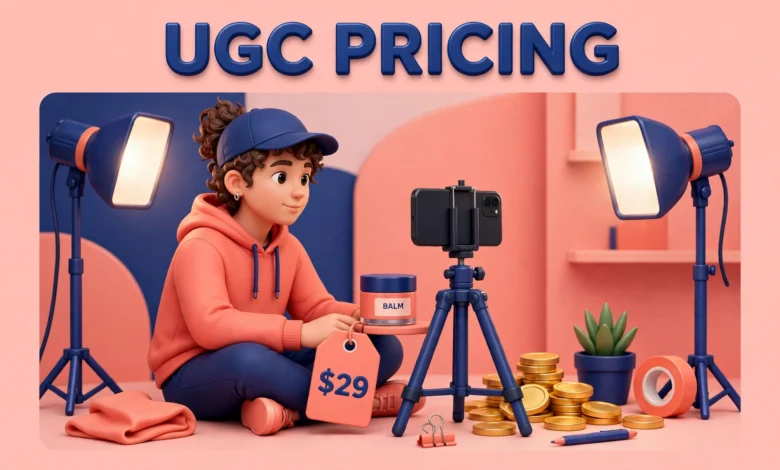 Creator filming a product video for a brand with a phone and small studio lights