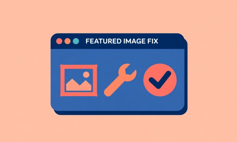 WordPress post editor with the featured image panel highlighted beside a blog post preview