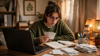 Student testing herself with flashcards for VU exam revision