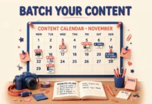 Creator planning a month of content on a calendar board with video clips