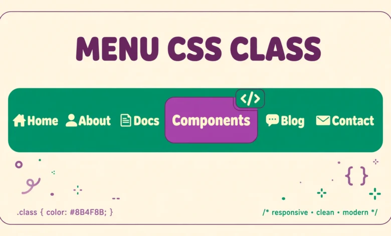 WordPress menu editor showing the CSS Classes field for a menu item.