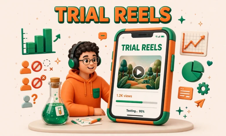 Creator testing a trial reel on a phone before sharing with followers