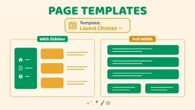 WordPress page template options in the editor sidebar