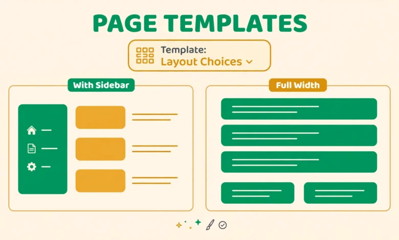 WordPress page template options in the editor sidebar