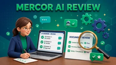 Remote expert reviewing AI answers on a laptop for Mercor.