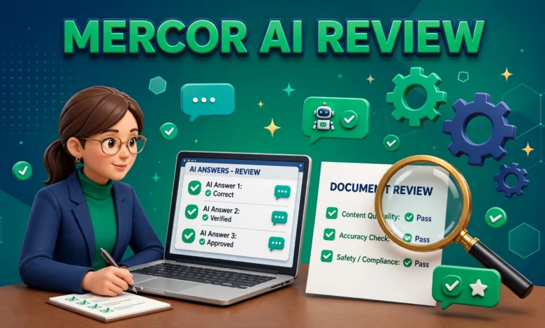 Remote expert reviewing AI answers on a laptop for Mercor.