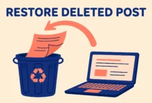 WordPress trash folder with a restore option for a deleted post