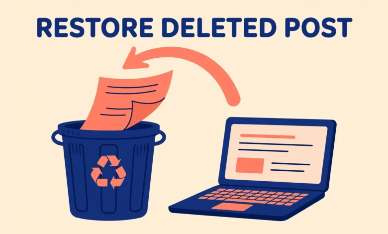 WordPress trash folder with a restore option for a deleted post