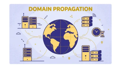 Globe with DNS servers spreading a domain update around the world