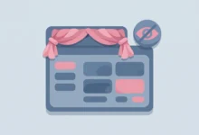 Flat illustration of a WordPress page editor with the page title hidden by a toggle switch