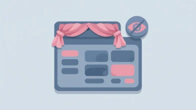 Flat illustration of a WordPress page editor with the page title hidden by a toggle switch