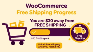 Flat illustration of a shopping cart with a progress bar showing the path to free shipping