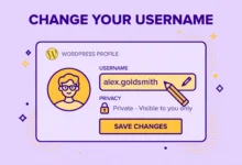 Flat illustration of changing a WordPress username in the admin panel
