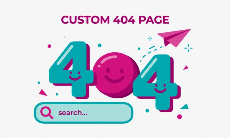 Flat illustration of a friendly custom 404 error page design