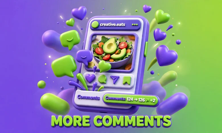 Phone screen showing an Instagram post with dozens of comment bubbles around it