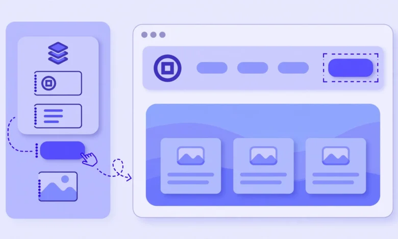 Customizing a website header layout with the Elementor free version page builder