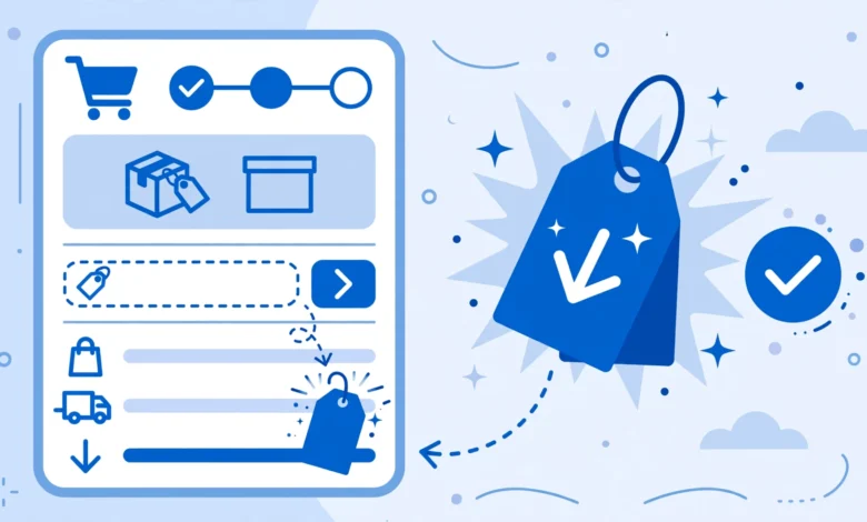 WooCommerce coupon code being applied at checkout showing a discount tag